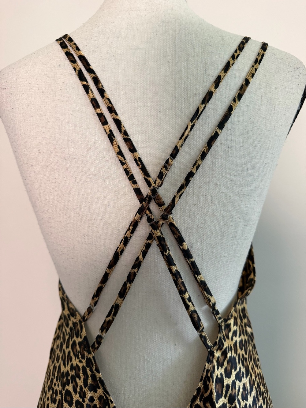 Victoria's Secret 1999 Leopard Slip Maxi Dress - Black & Tan - Picture 10 of 12